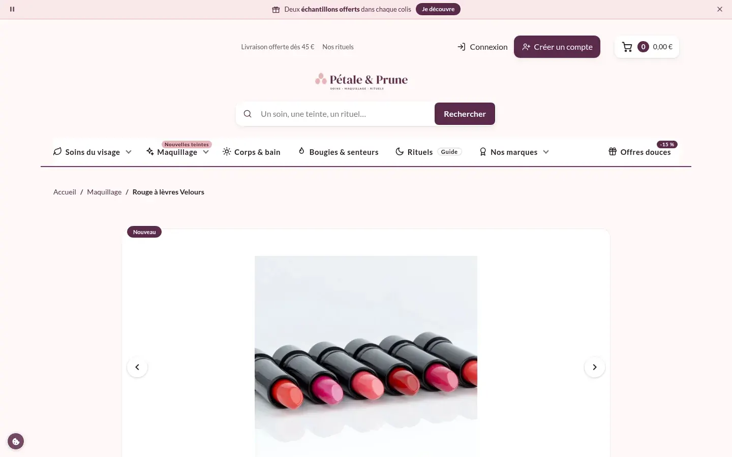 Fiche produit « vitrine », démo Produits de beauté du thème PrestaShop Websource