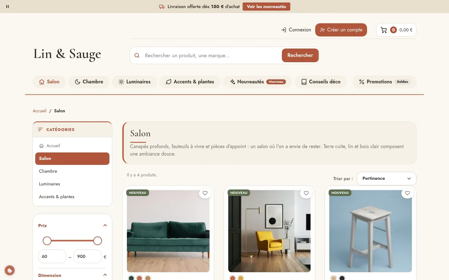 Catégorie, démo Décoration d'intérieur du thème PrestaShop Websource
