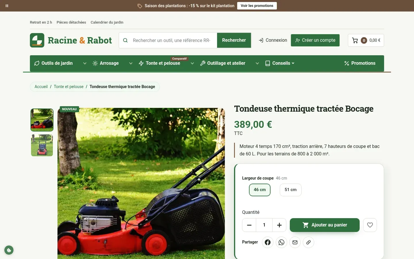 Fiche produit « achat toujours visible », démo Jardinage et bricolage du thème PrestaShop Websource