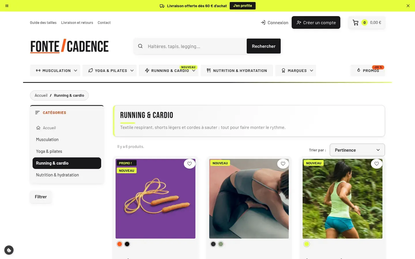Catégorie, démo Sport et fitness du thème PrestaShop Websource