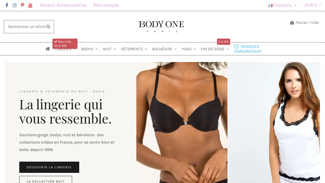 Page d'accueil de la boutique Body One