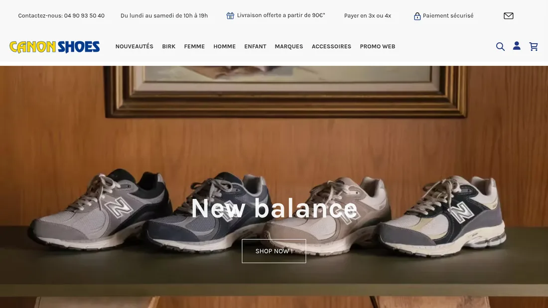 Page d'accueil de la boutique Canon Shoes