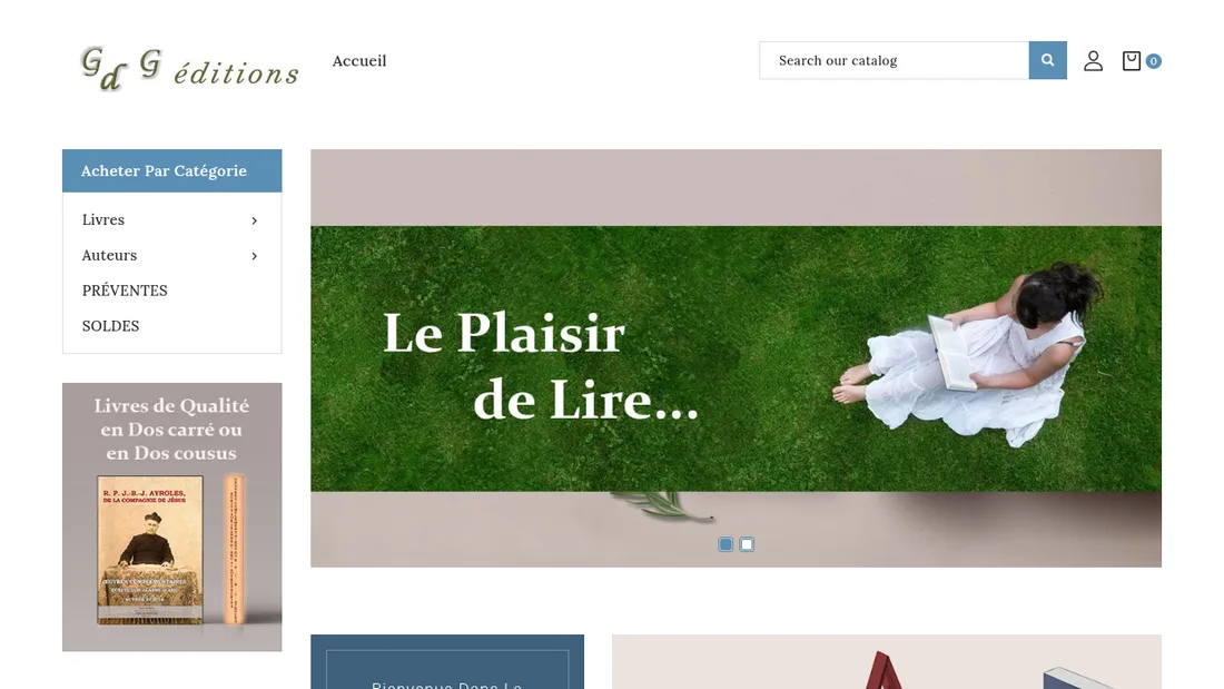 Page d'accueil de la boutique GdG éditions