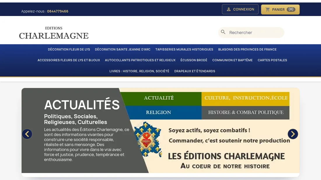 Page d'accueil de la boutique Éditions Charlemagne