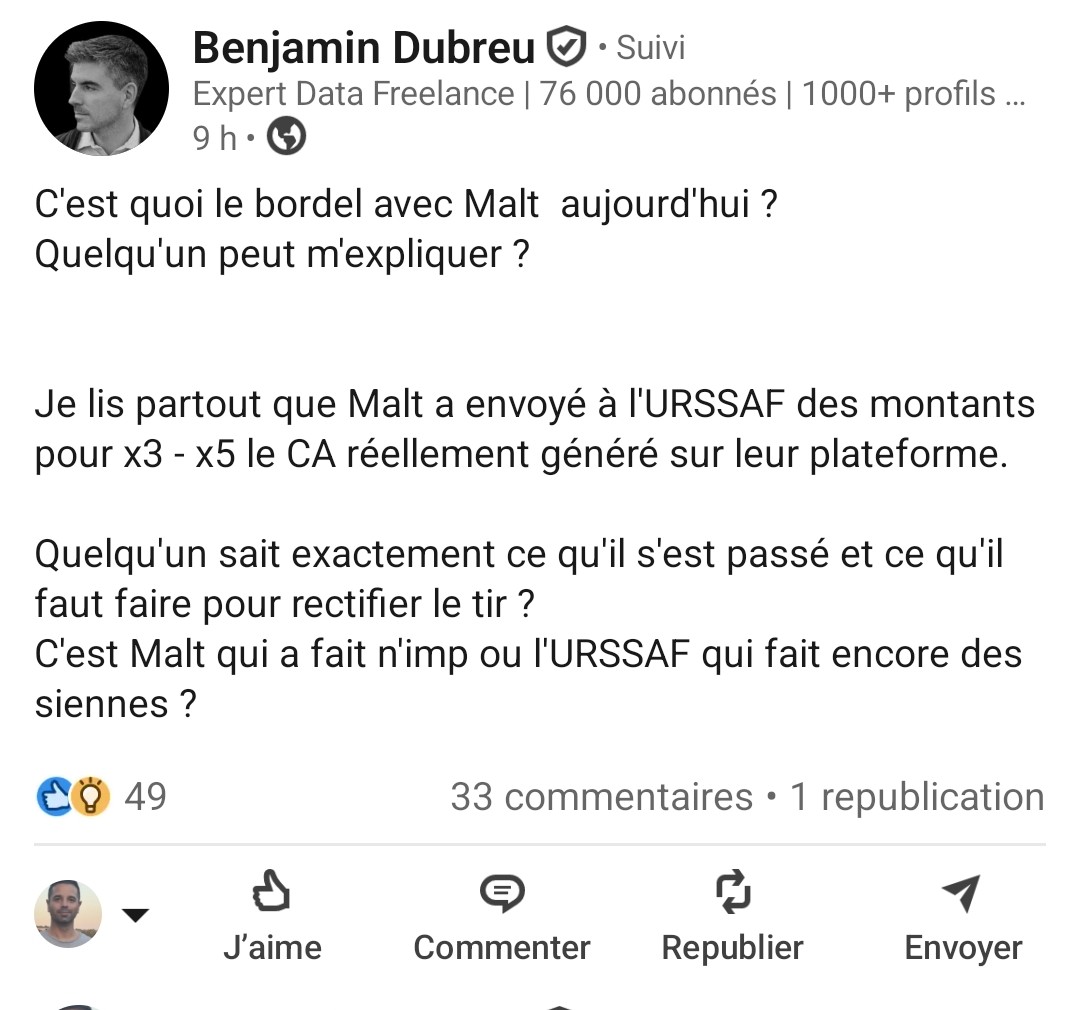 Malt, URSSAF et écarts de chiffre d'affaires : ce que disent les freelances