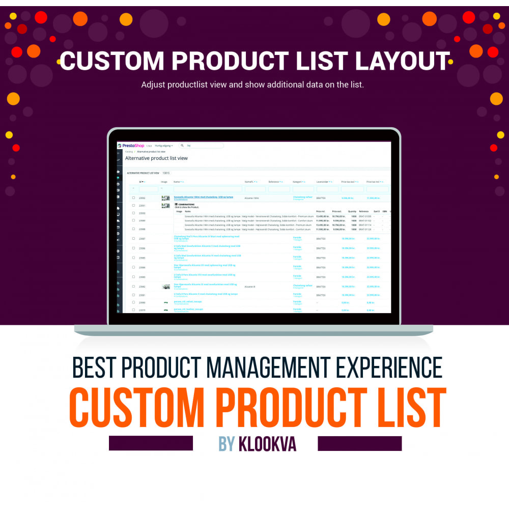 Module Alternative product list view in back-end