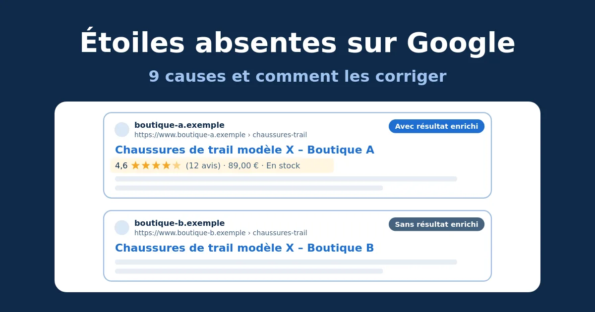 Mes étoiles n'apparaissent pas sur Google : 9 causes et comment les corriger