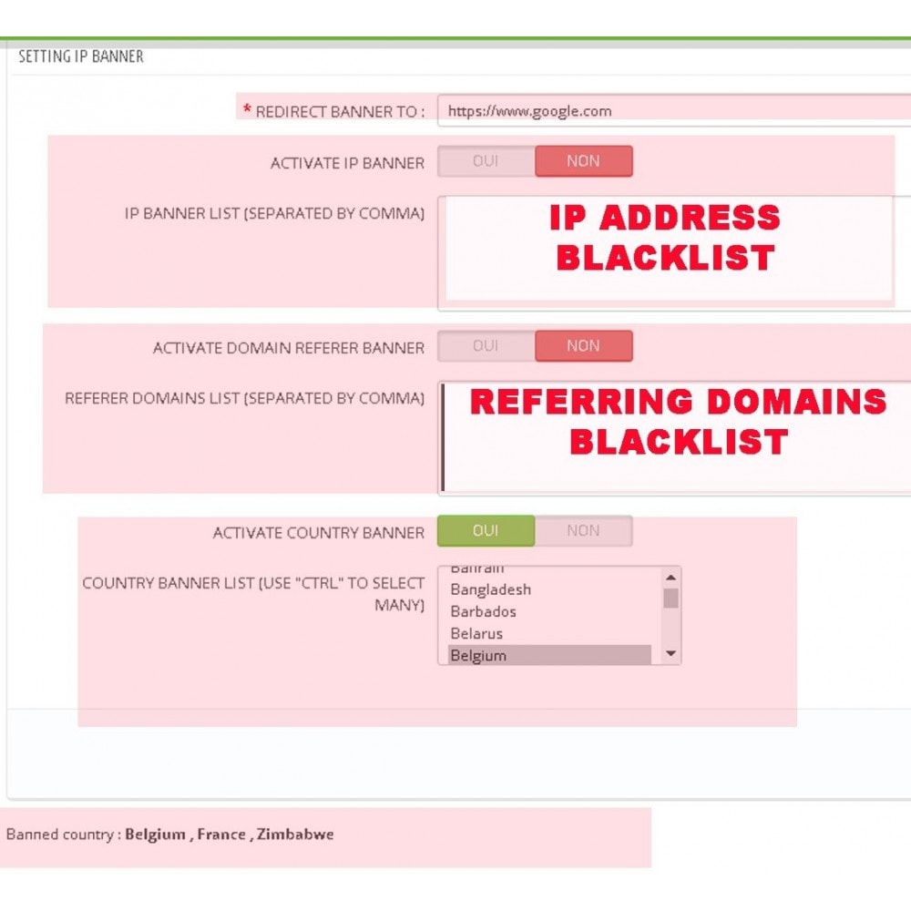 Module FIREWALL SECURITY: IP, DOMAIN & COUNTRY