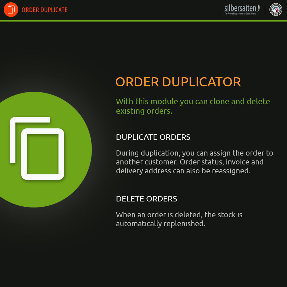 Module Order Duplicator: cloner et supprimer ordres existantes