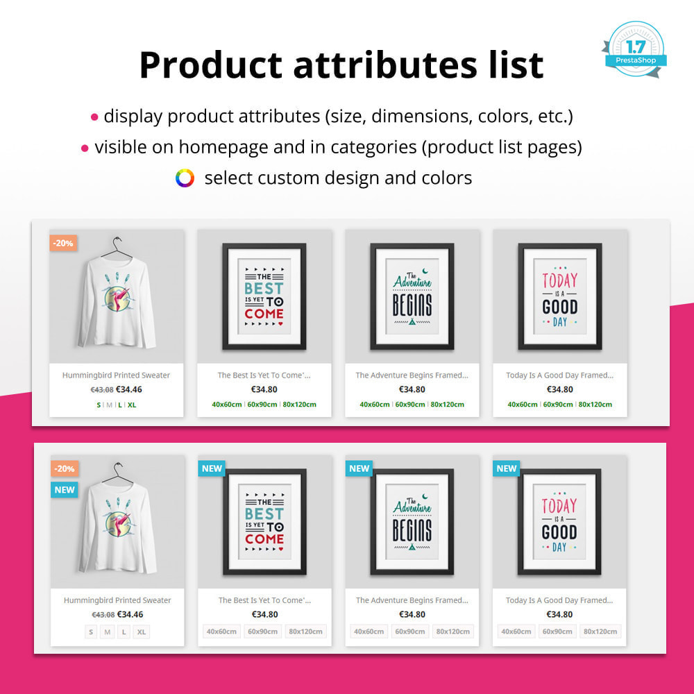 Module Product attributes / combinations in category