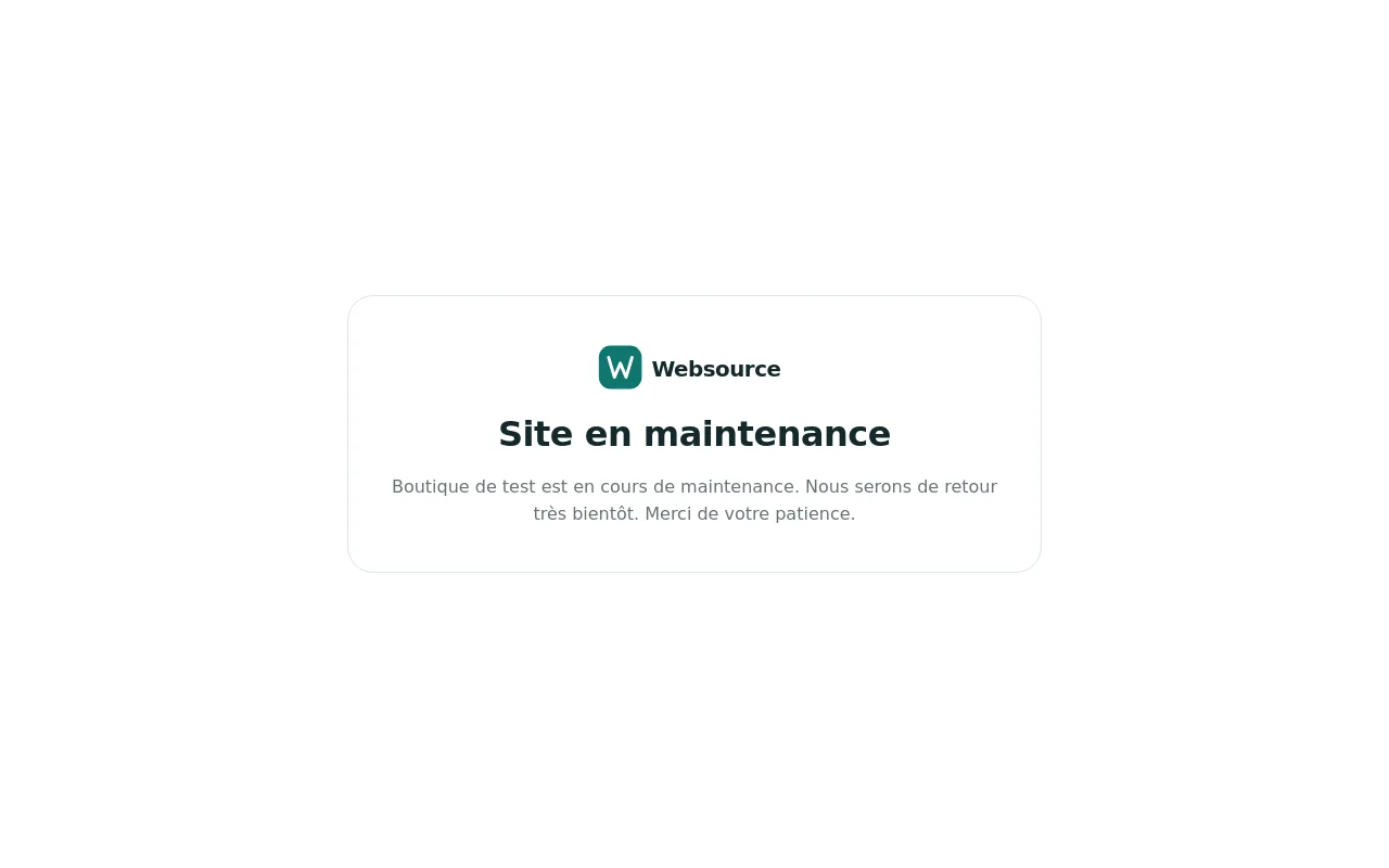 Page affichée pendant la maintenance du site
