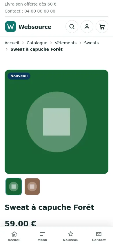 Fiche produit sur mobile