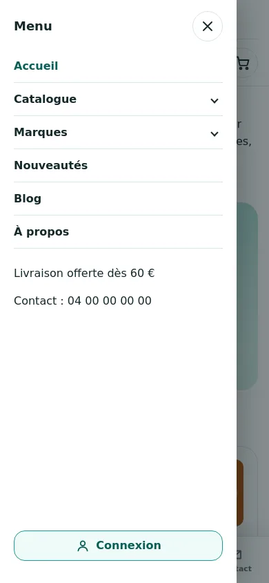 Menu push sur mobile