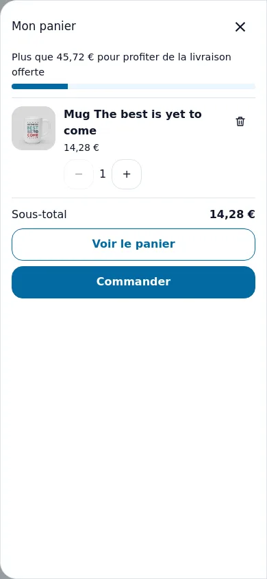Sur téléphone : le mini-panier occupe toute la largeur de l'écran
