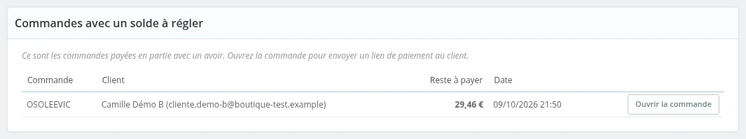 Onglet « Soldes à régler »