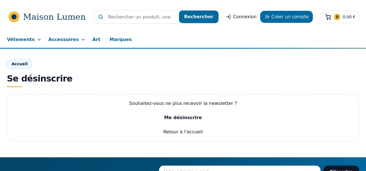 Page « Se désinscrire »