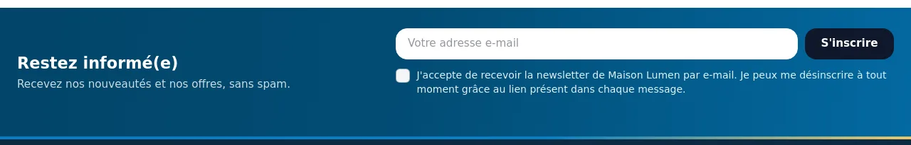 Formulaire d'inscription en bandeau au-dessus du pied de page