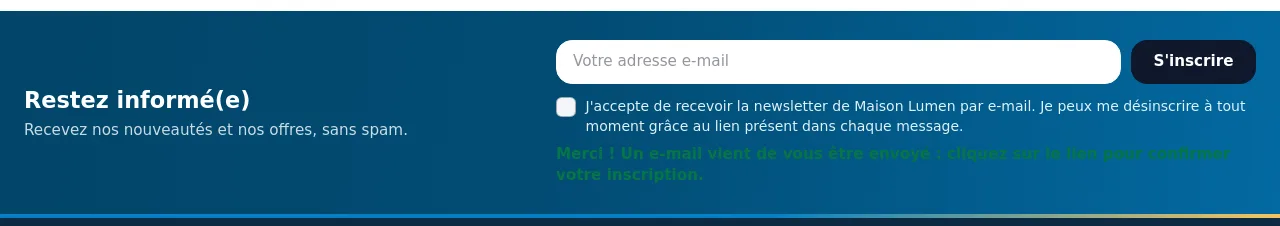 Message affiché après l'inscription
