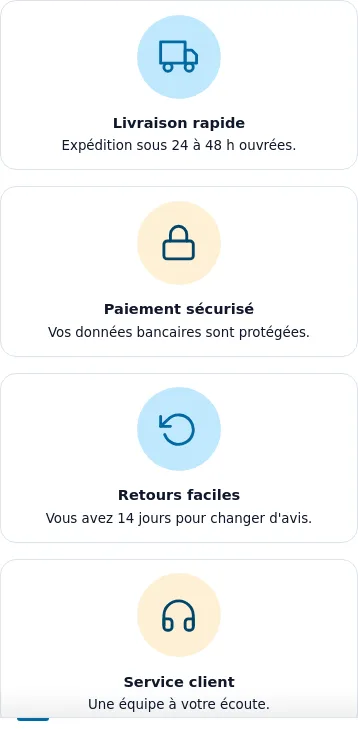 Les blocs de réassurance sur téléphone, en une colonne