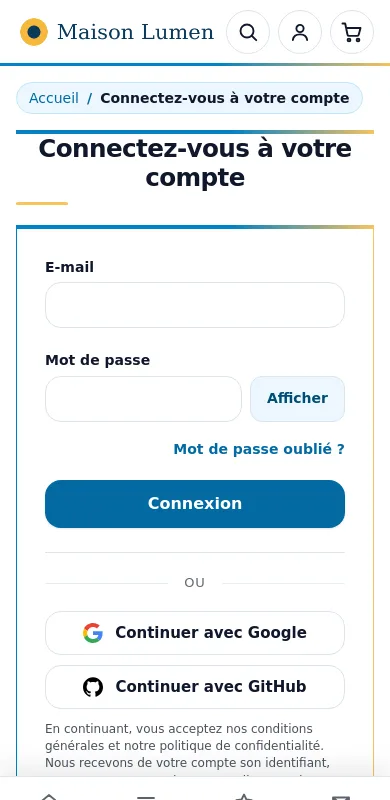 Page de connexion sur un téléphone