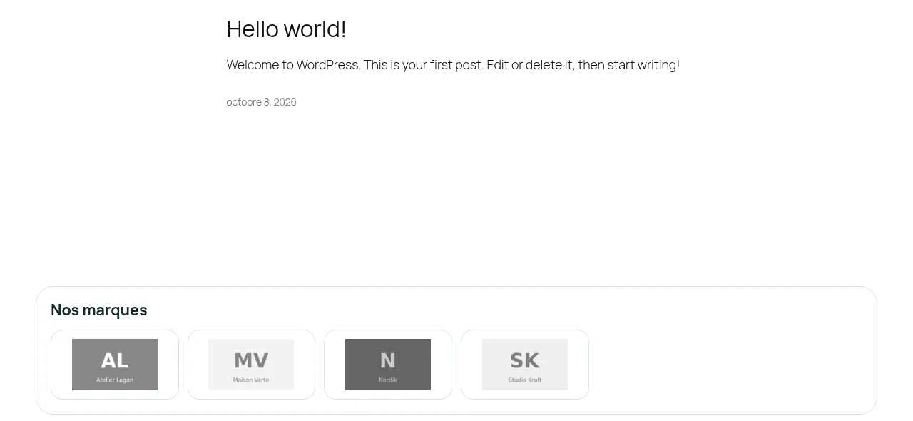 Les marques en grille sur la page d'accueil de la boutique