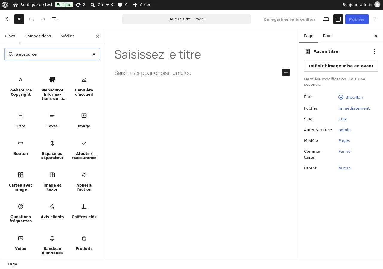 Outil d'insertion : catégorie Websource