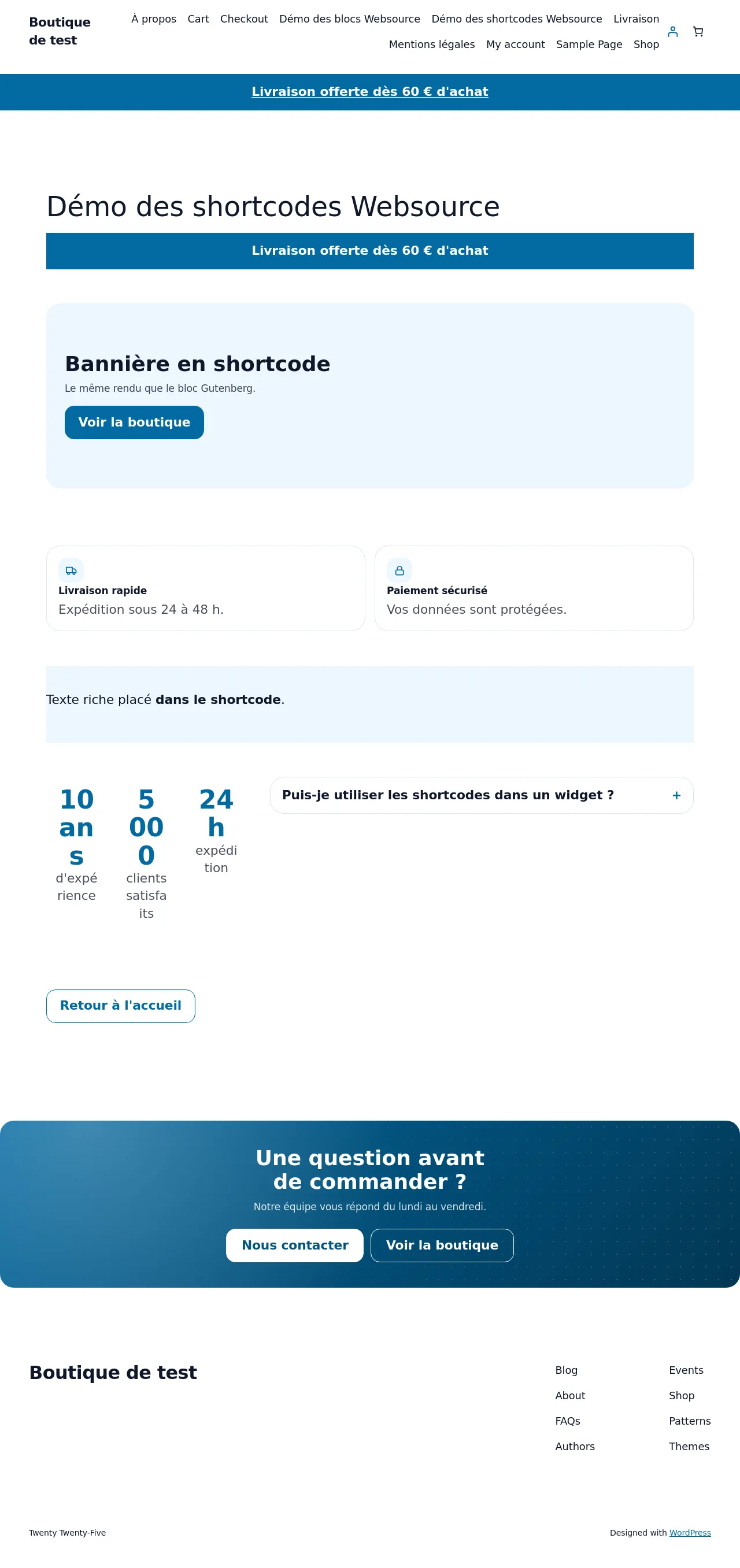 Rendu des blocs en shortcodes