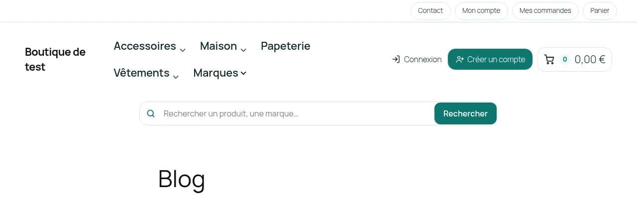 Barre du haut avec une liste en pastilles à droite, au-dessus de l'en-tête