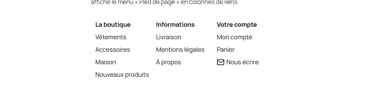 Menu en colonnes de liens