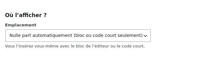 Emplacement du bloc