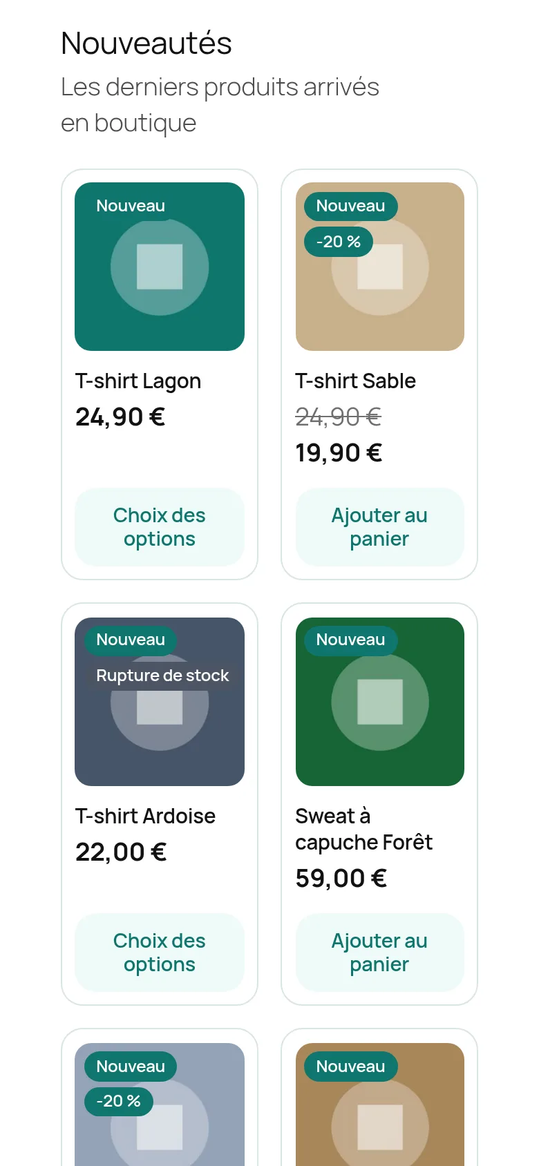 Affichage sur téléphone : 2 colonnes