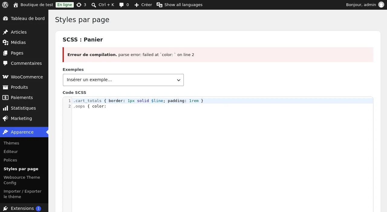 Message d'erreur de compilation