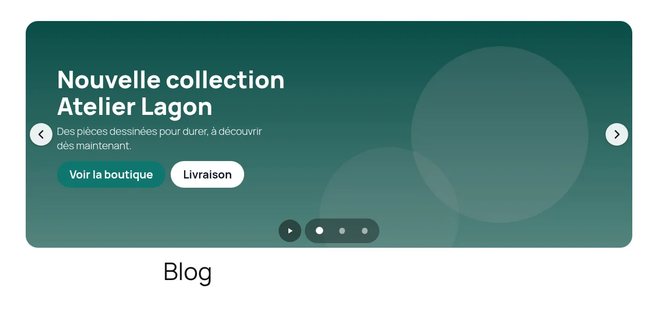 Slider affiché sur la page d'accueil