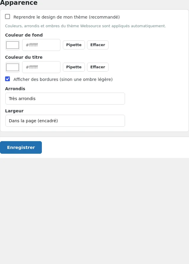 Réglages d'apparence