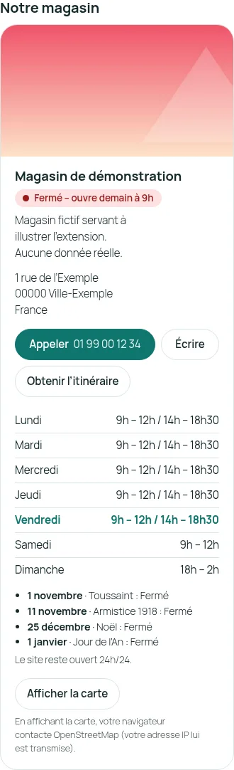 Carte du magasin sur téléphone