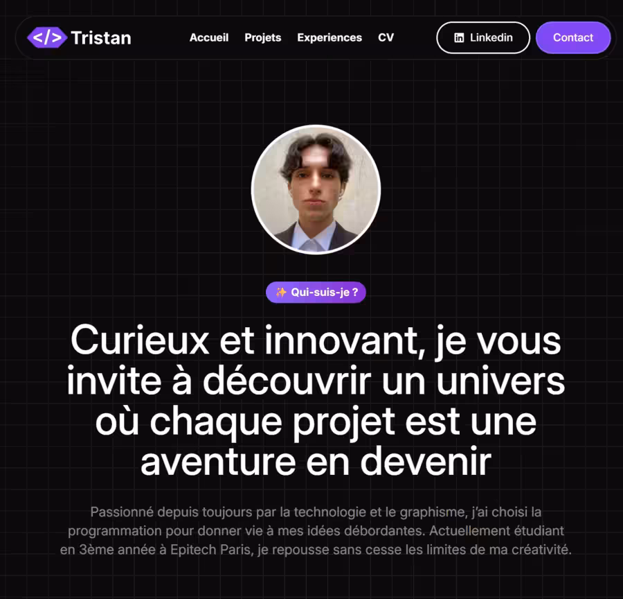 Capture d'écran du site de Tristan Wehrle, développeur web & graphiste à Aix-en-Provence