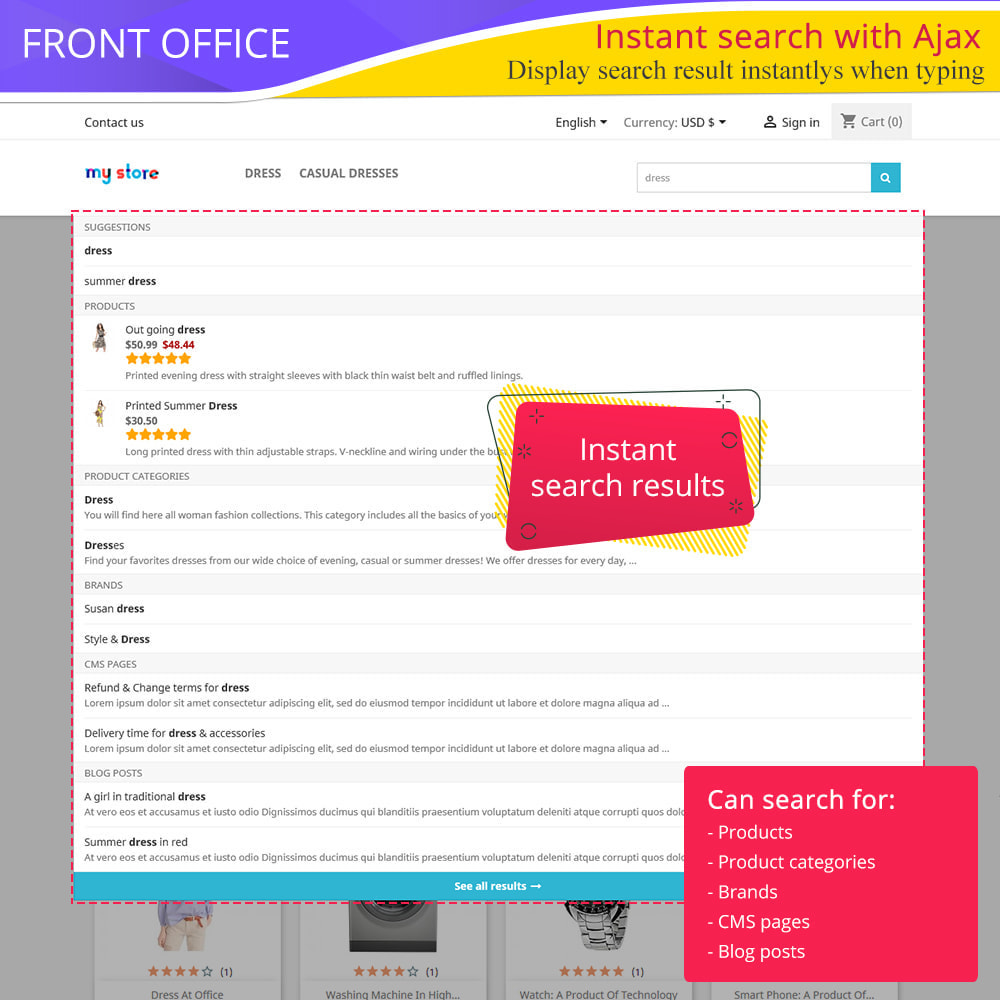 Module Total Search Pro: products, categories, CMS and more