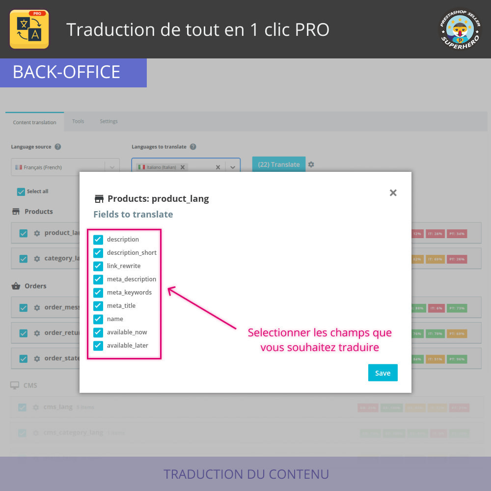 Module Traduire tout - Traduction gratuite et illimitée