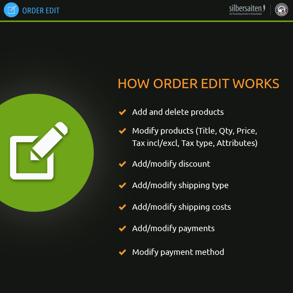 Module Order Edit - modifier les commandes terminées