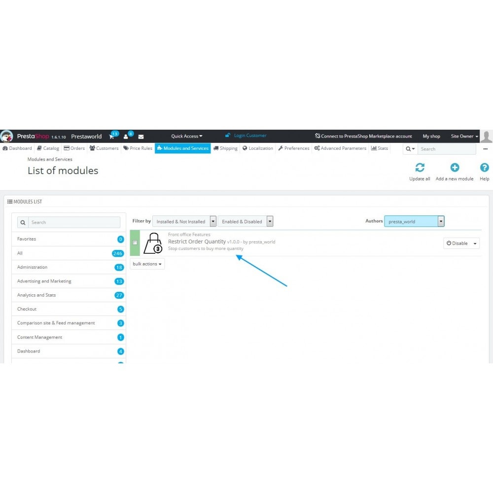 Module Restrict Cart Quantity