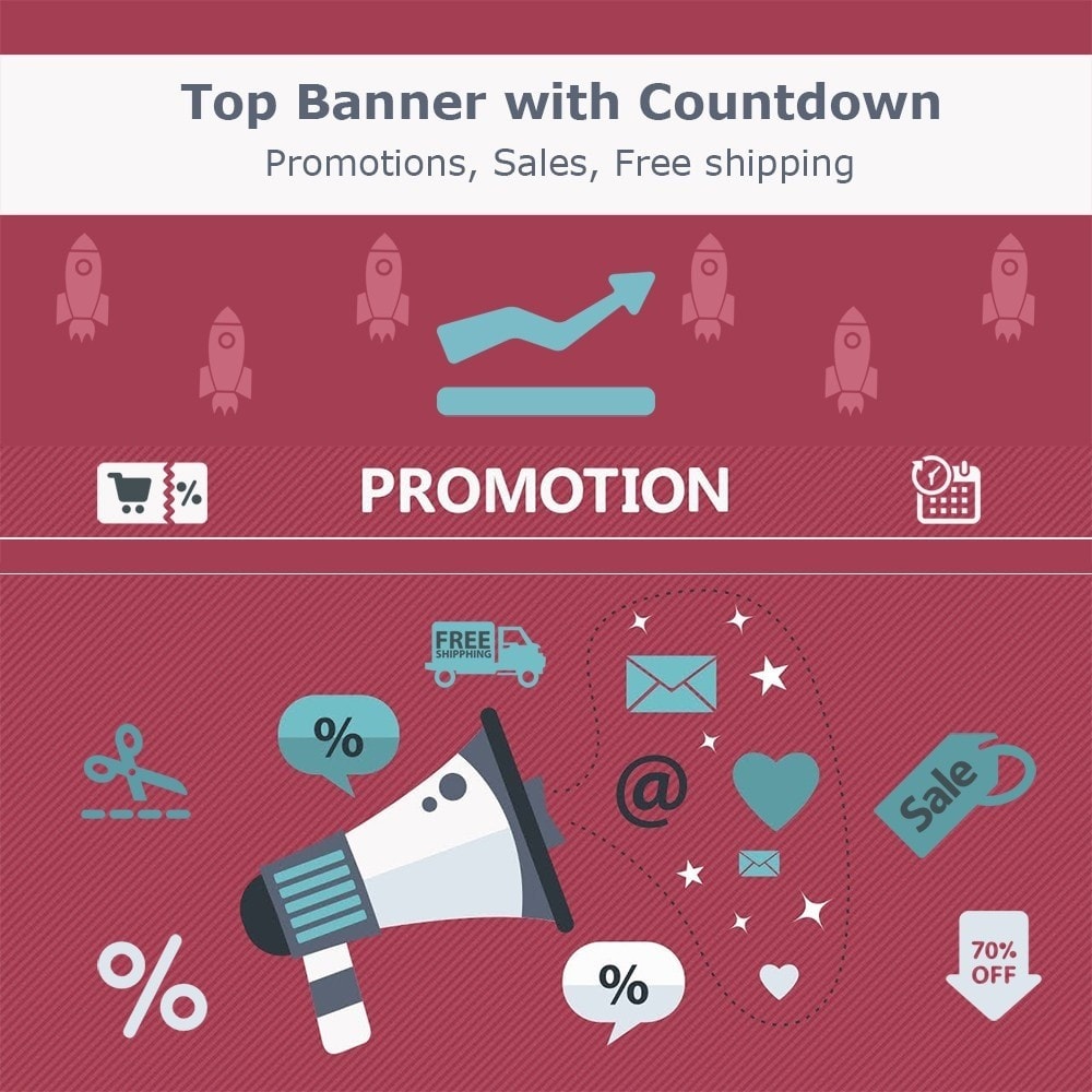 Module Top banner. Promotions, Sales, Free shipping, Countdown
