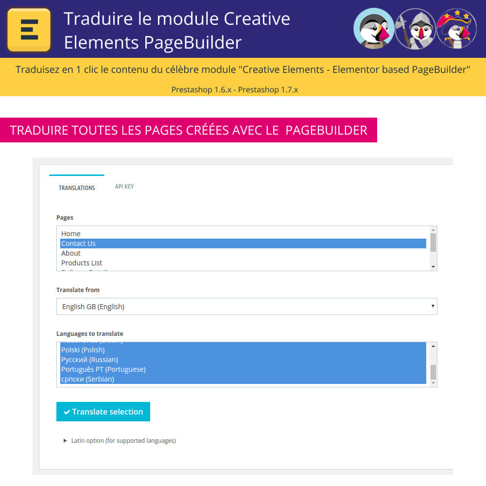 Module Traduire Elementor (Creative Elements & Iqit)