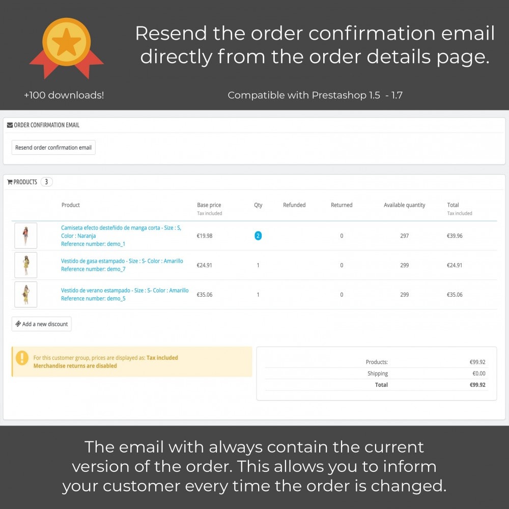 Module Resend order confirmation email
