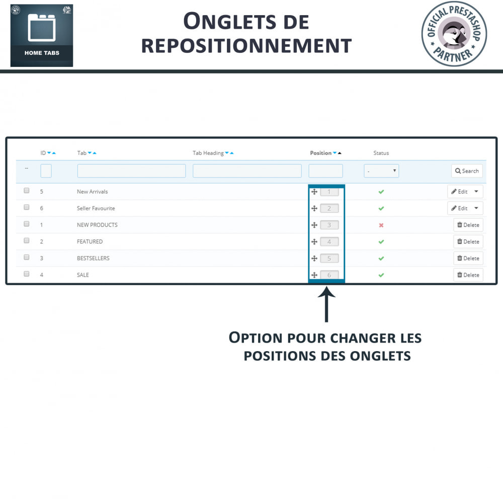Module Onglets d’accueil