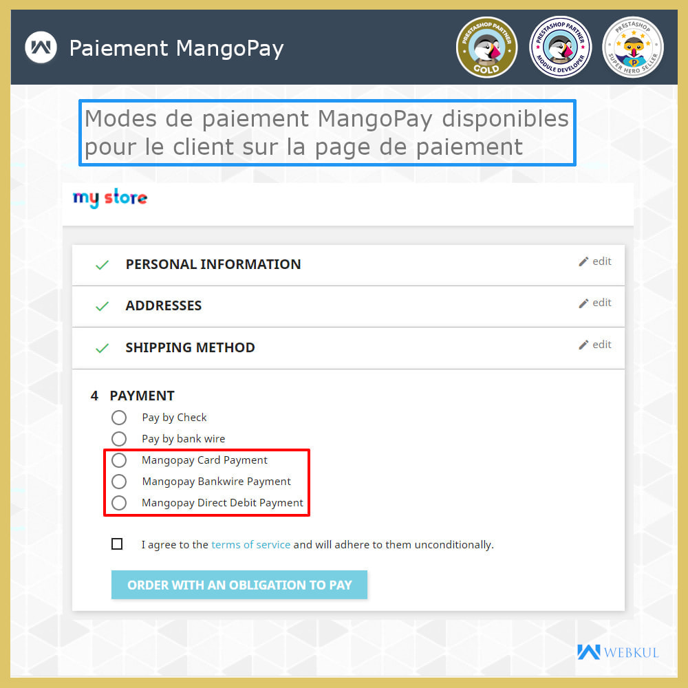 Module Paiement MangoPay avec Remboursement (SCA prêt)