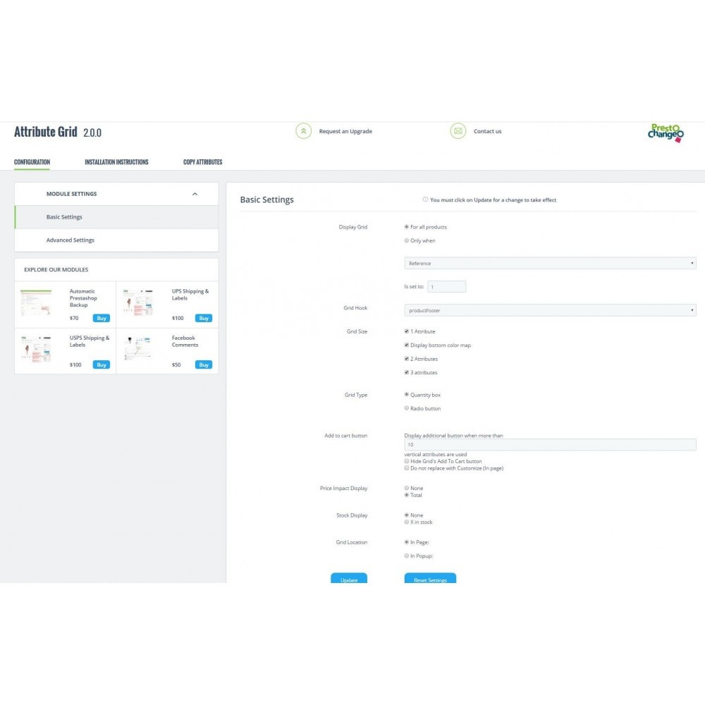 Module Attribute Grid