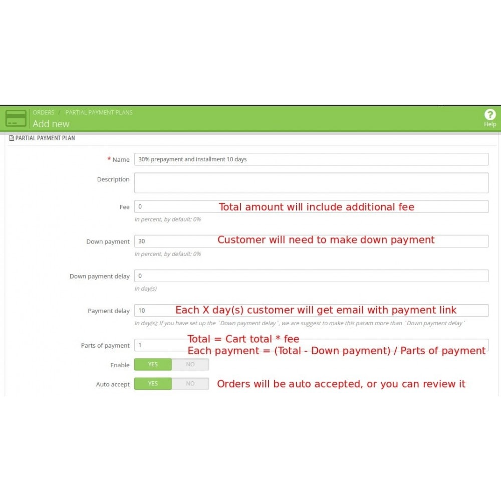 Module Partial Payment / Credit / Installment
