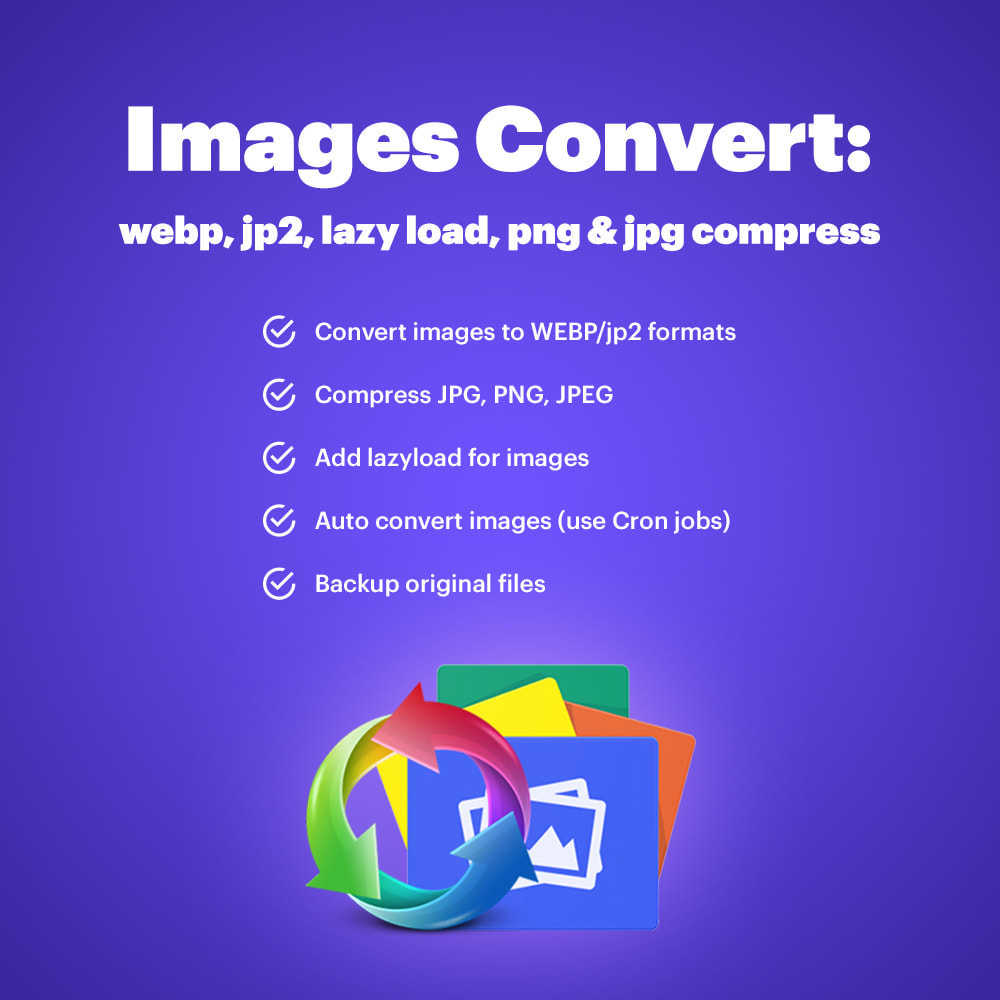 Module Image Convert: webp, jp2, lazy load, png & jpg compress