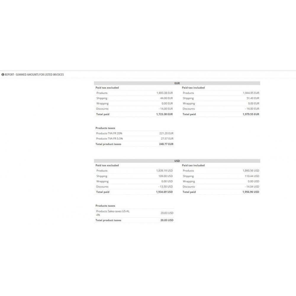 Module Factures recherche avancée, rapport et export