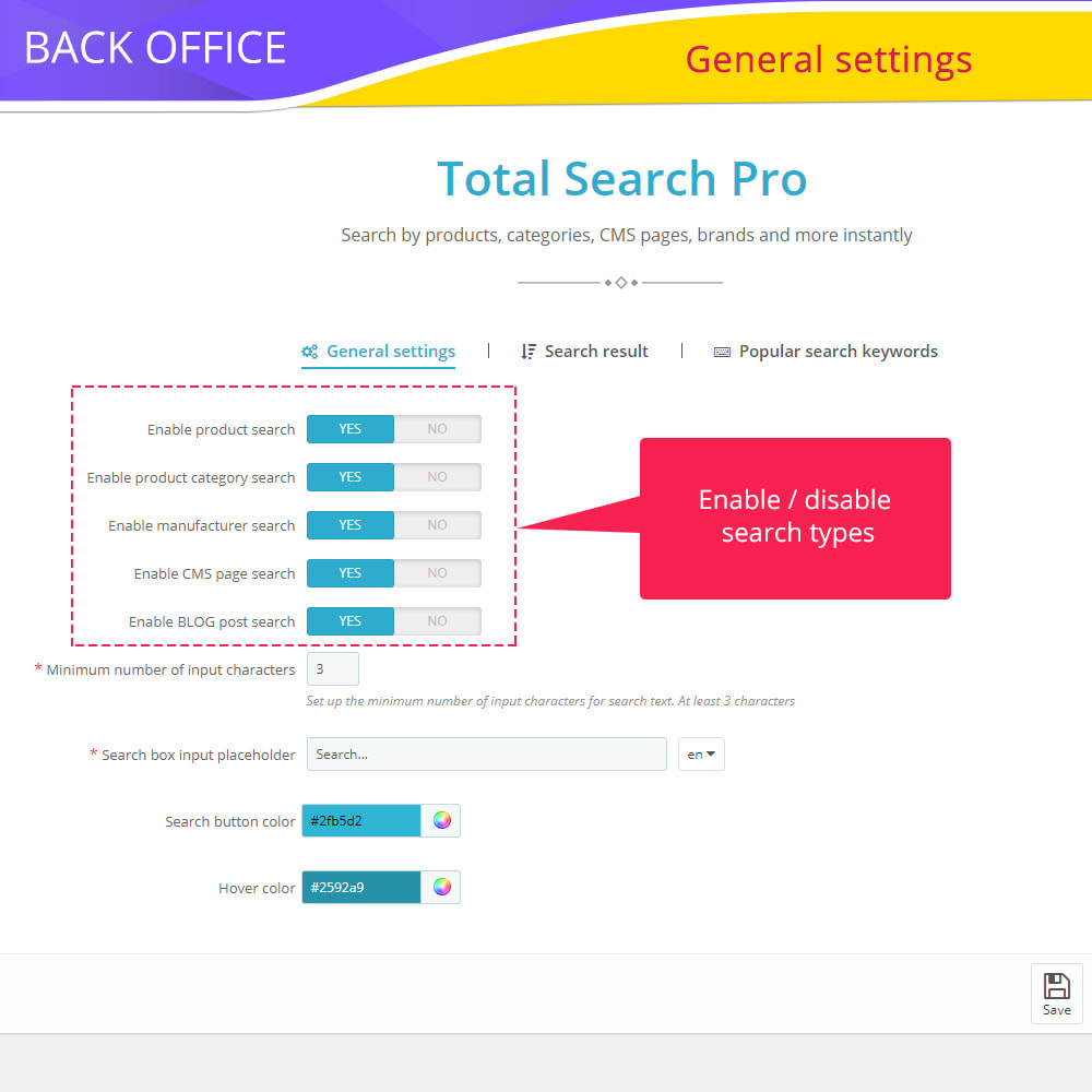 Module Total Search Pro: products, categories, CMS and more